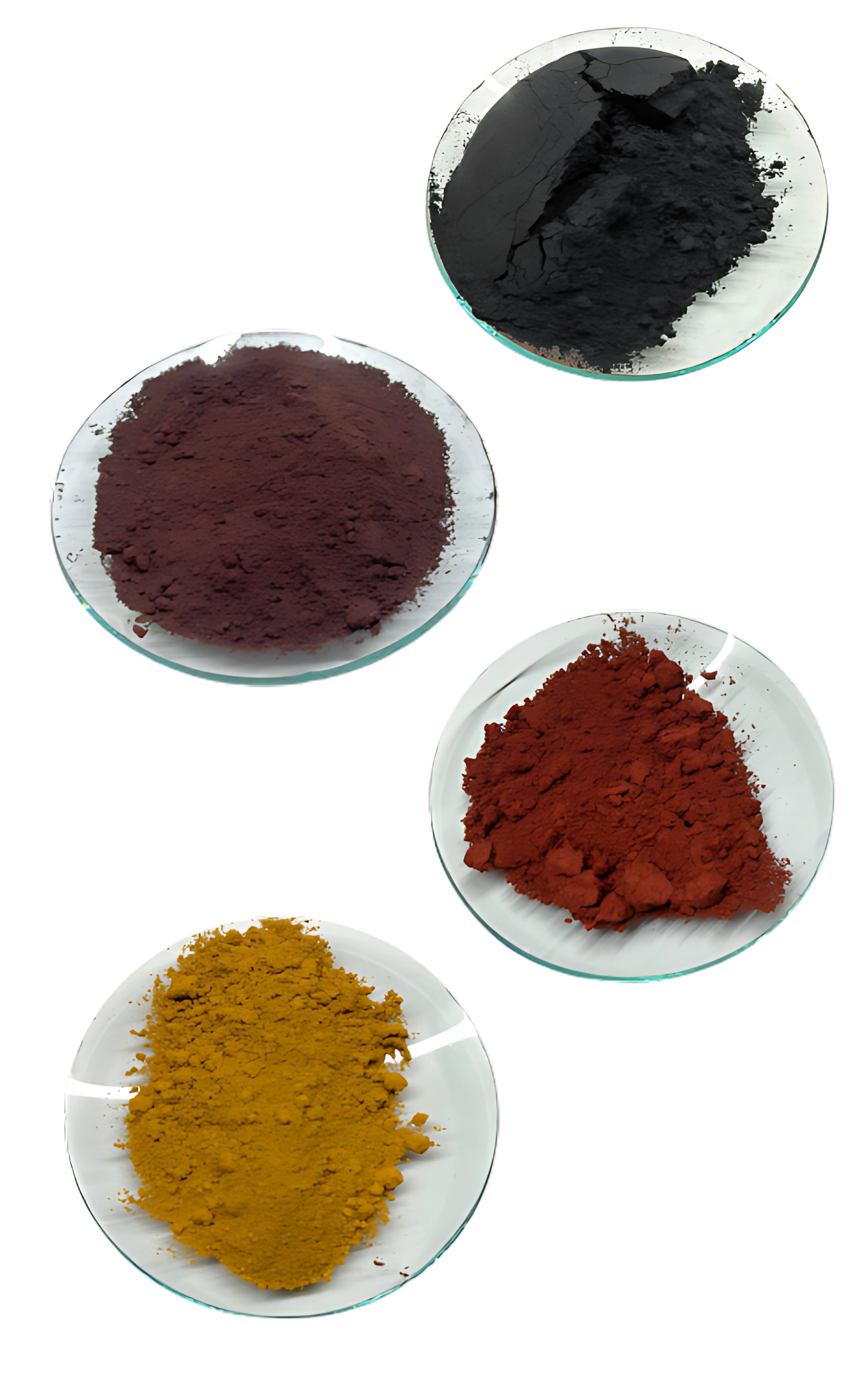 Pure Mineral Pigments in Laboratory Watch Glasses